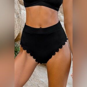 Cupshe Rib High Waist Scalloped Bikini Bottoms